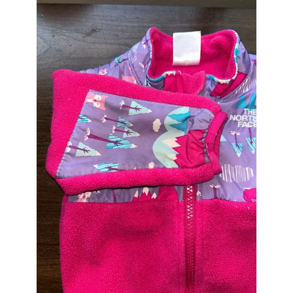 The North Face Infant 3-6 mon Denali Fleece Jacket pink forest animal print